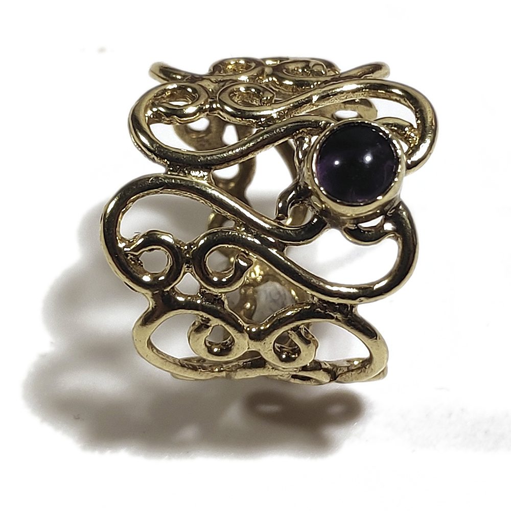 ANELLO Barocco in ottone con pietra – onice nero