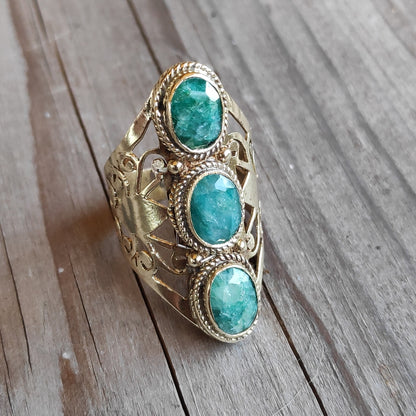 ANELLO Barocco artigianale in ottone – con pietra