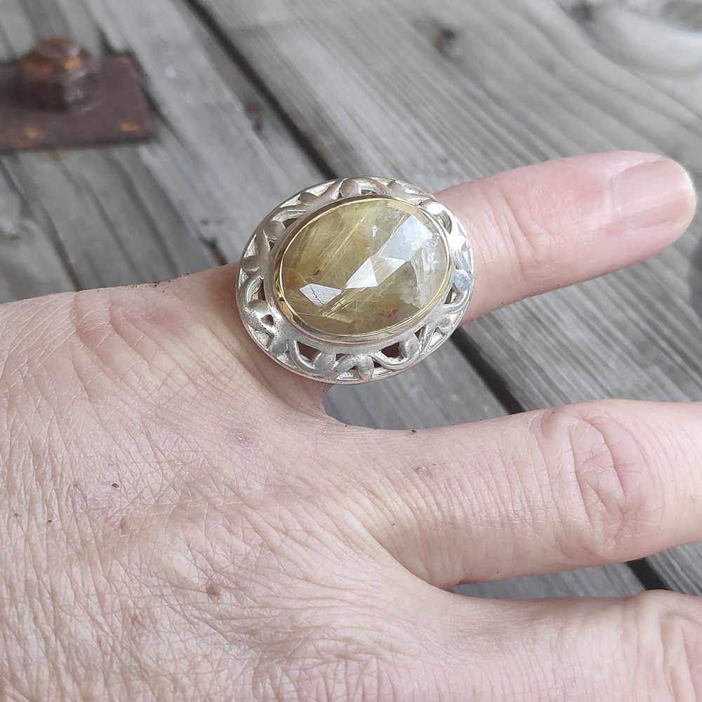 ANELLO barocco in argento 925 Quarzo rutilato | GIOIELLI IN ARGENTO