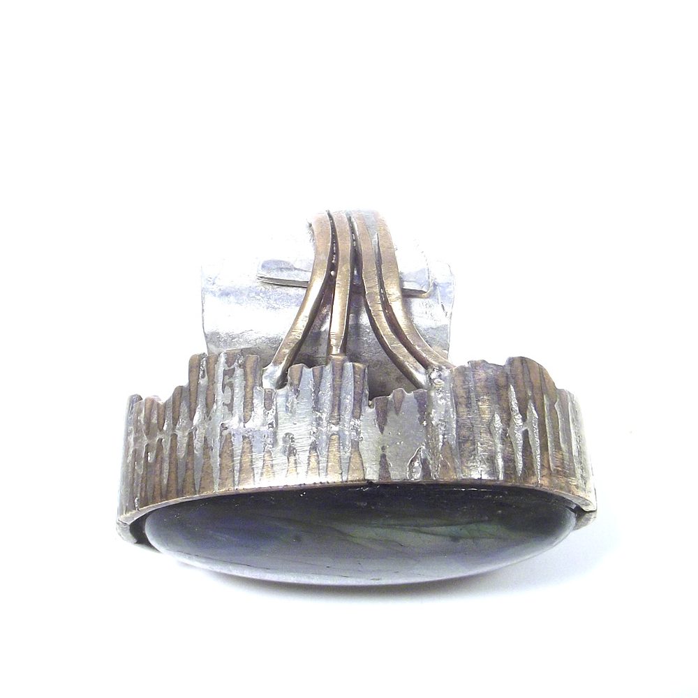Anello LABRADORITE ovale bronzo e argento - bronzeage1968 – immagine2
