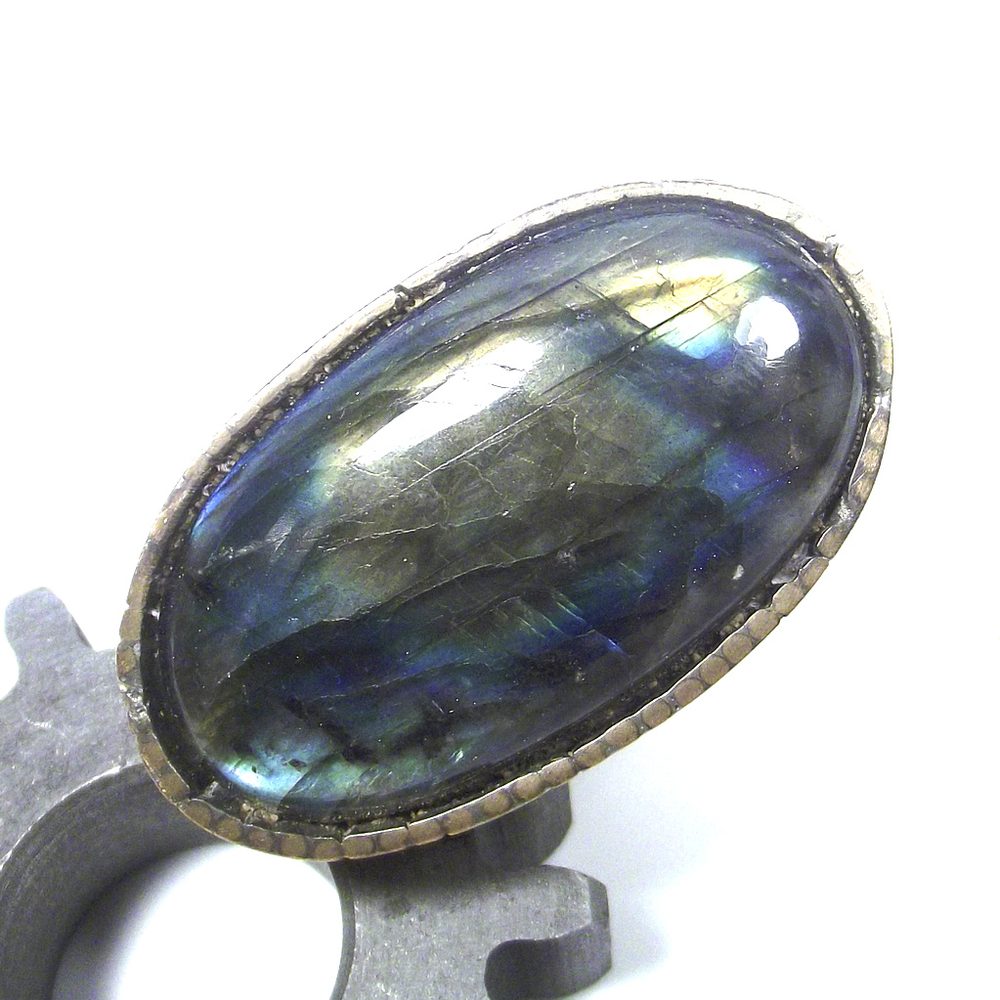 Anello LABRADORITE ovale bronzo e argento - bronzeage1968 – immagine7
