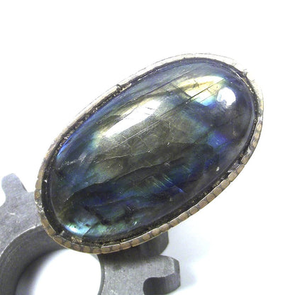 Anello LABRADORITE ovale bronzo e argento - bronzeage1968 – immagine7
