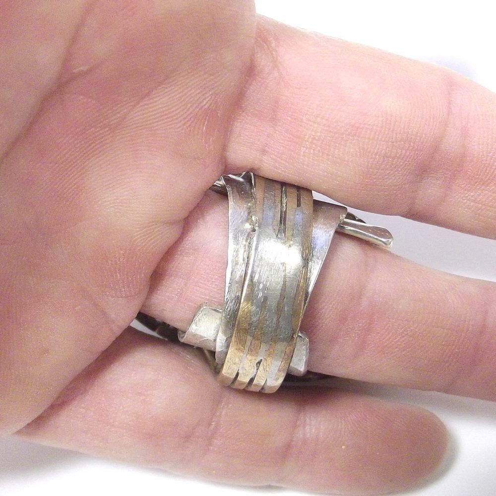Anello LABRADORITE ovale bronzo e argento - bronzeage1968 – immagine5
