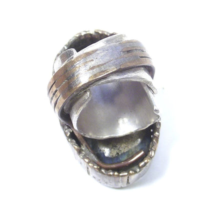 Anello LABRADORITE ovale bronzo e argento - bronzeage1968 – immagine4