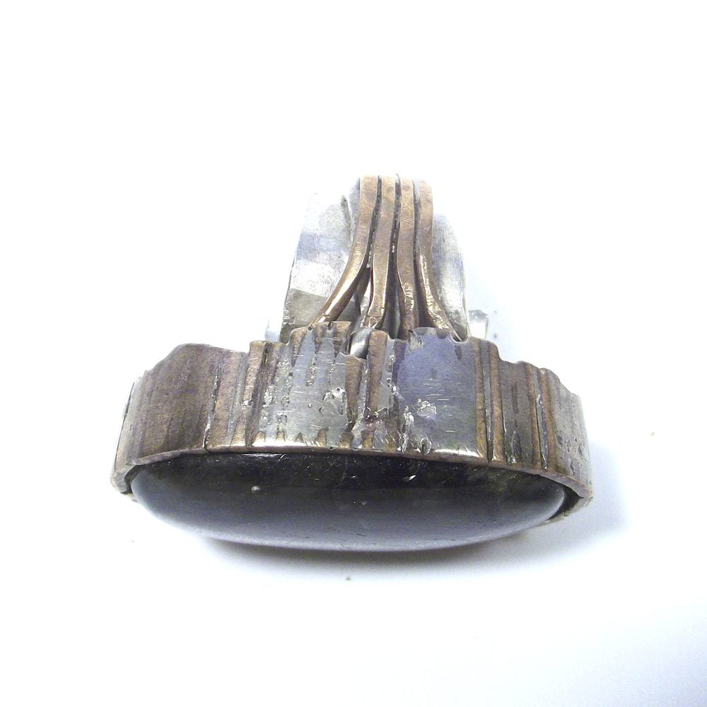 Anello LABRADORITE ovale bronzo e argento - bronzeage1968 – immagine3