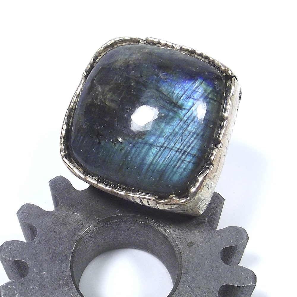 Anello LABRADORITE bronzo e argento - bronzeage1968