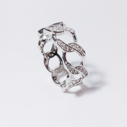ANELLO  ELEGANCE zircone - groumette argento - anello catena