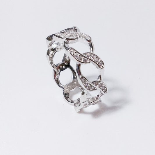 ANELLO  ELEGANCE zircone - groumette argento - anello catena