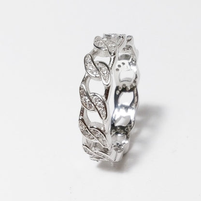 ANELLO  ELEGANCE fine zircone - groumette argento - anello catena