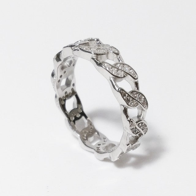 ANELLO  ELEGANCE fine zircone - groumette argento - anello catena