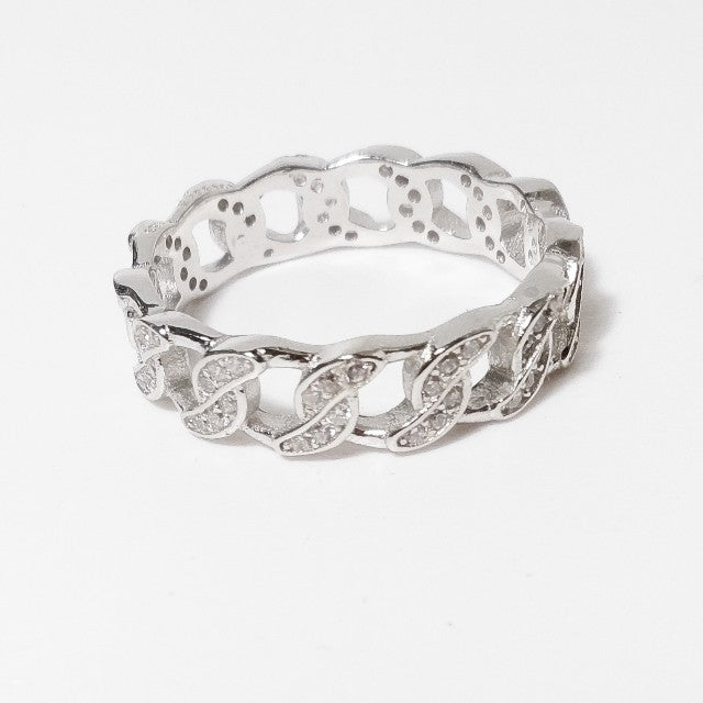 ANELLO  ELEGANCE fine zircone - groumette argento - anello catena