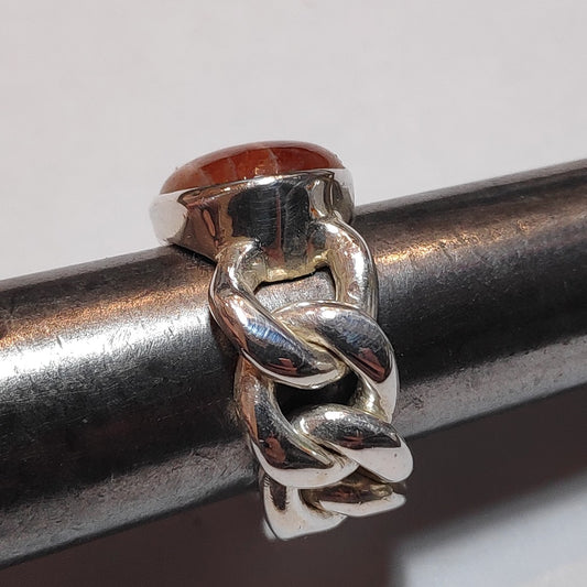 Anello Argento 925 Pietra del sole con catena – immagine2