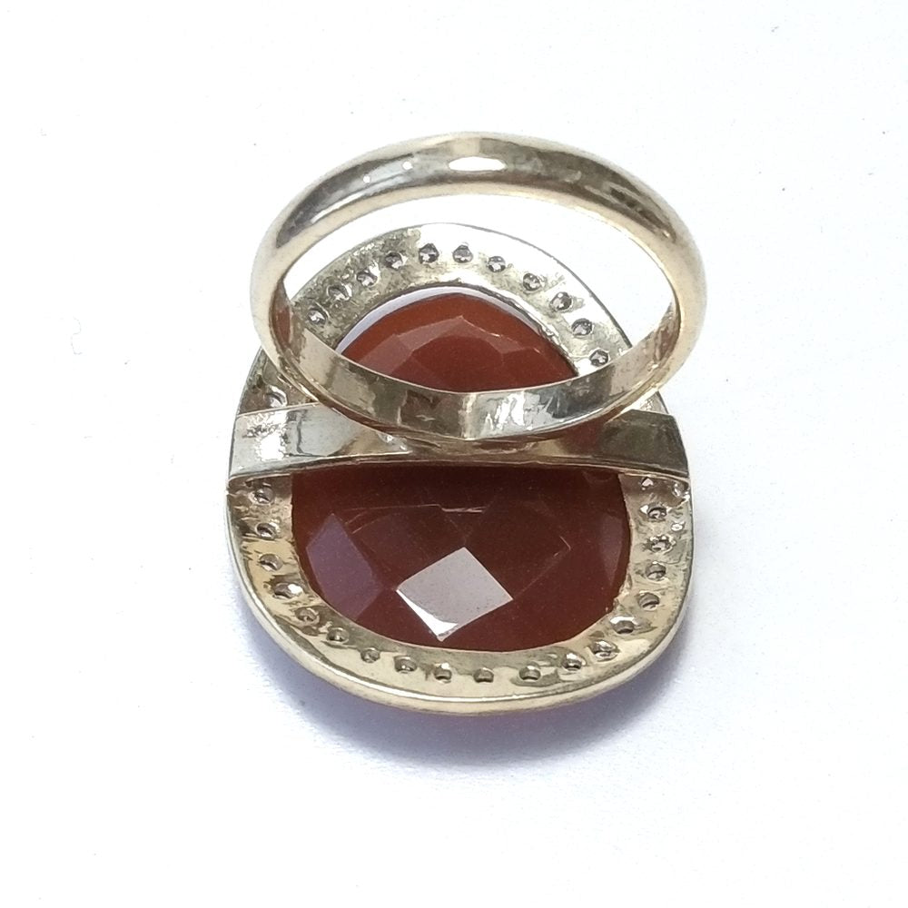 Anello con pietra in argento 925 con Corniola , Zircone | GIOIELLI IN ARGENTO