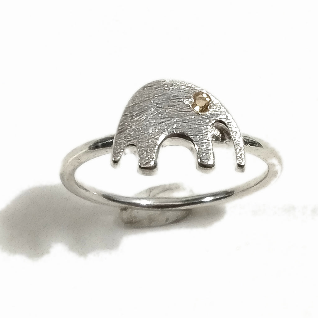 Anello sovrapponibile argento con pietra e ELEFANTE stilizzato