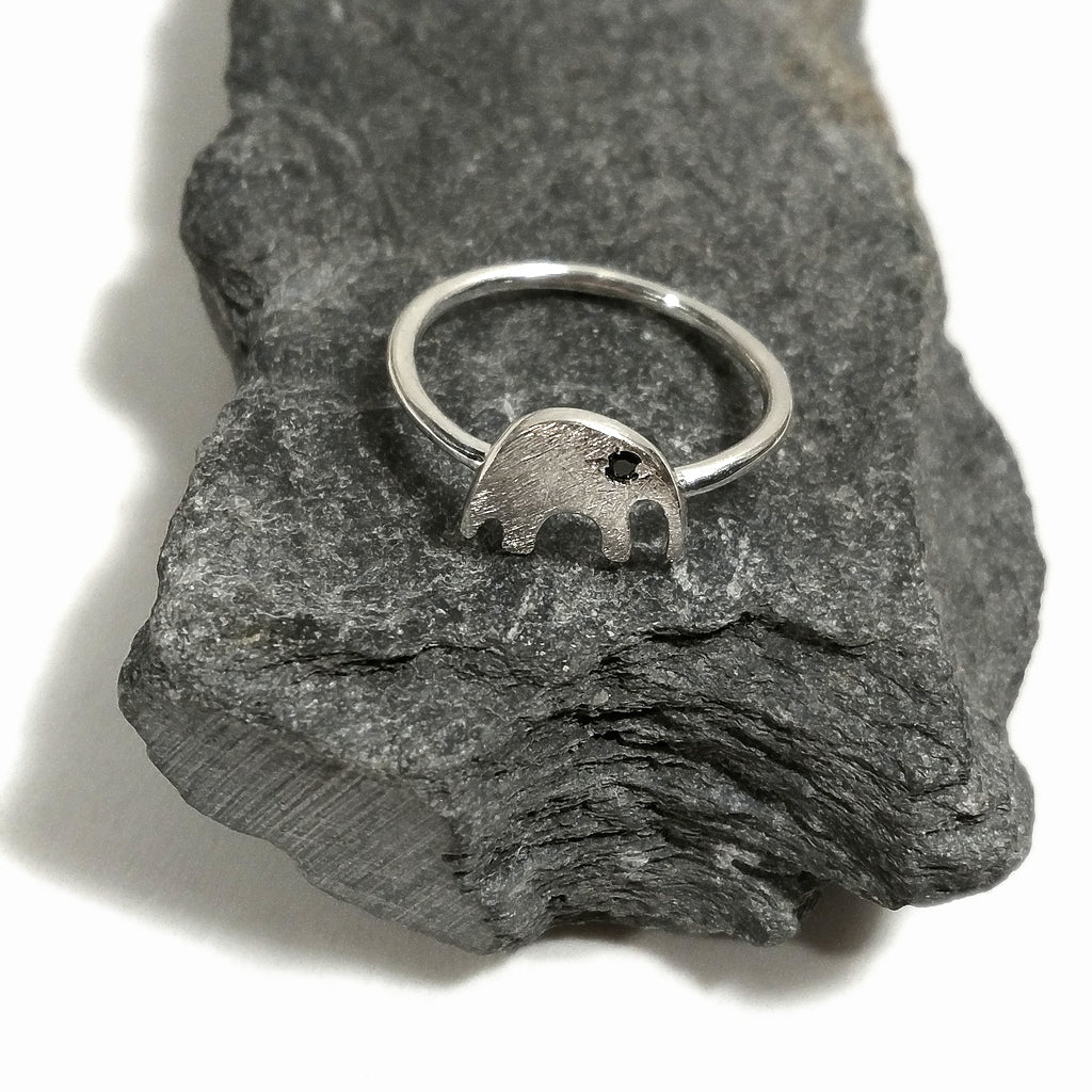 Anello sovrapponibile argento con pietra e ELEFANTE stilizzato