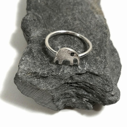 Anello sovrapponibile argento con pietra e ELEFANTE stilizzato – immagine2
