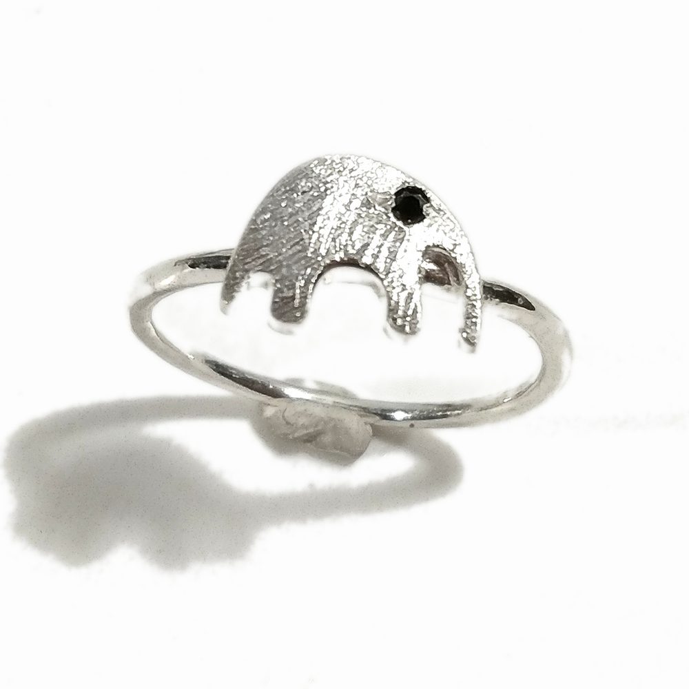 Anello sovrapponibile argento con pietra e ELEFANTE stilizzato – immagine1