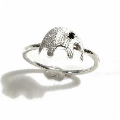 Anello sovrapponibile argento con pietra e ELEFANTE stilizzato – immagine1