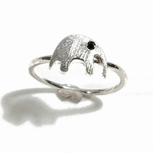 Anello sovrapponibile argento con pietra e ELEFANTE stilizzato – immagine1