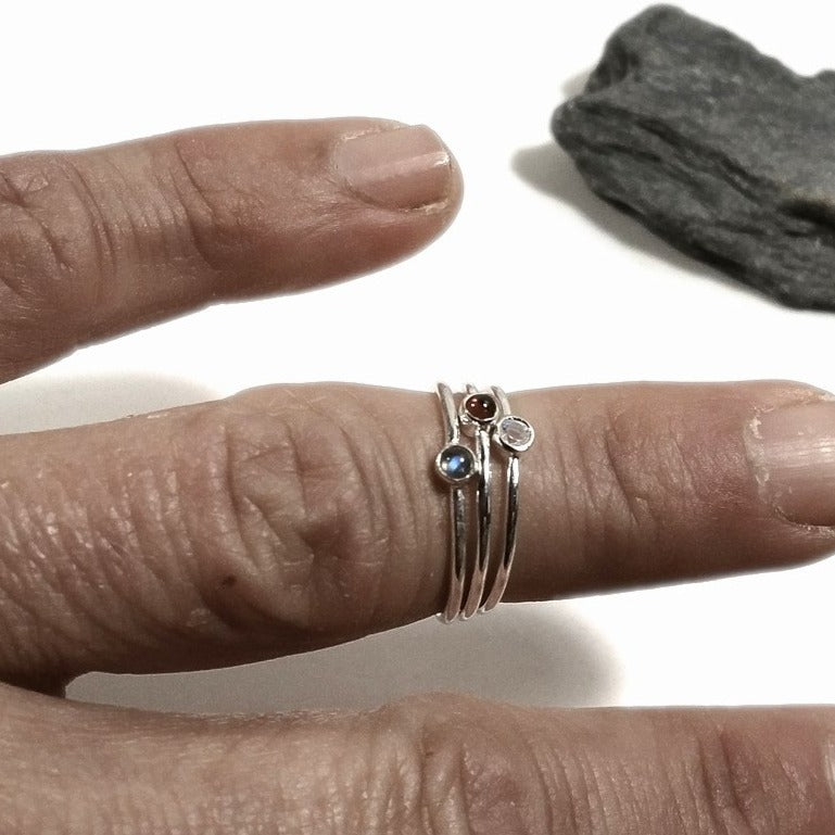 Anello sovrapponibile in argento 925 con pietra | Minimal Le LUCCIOLE