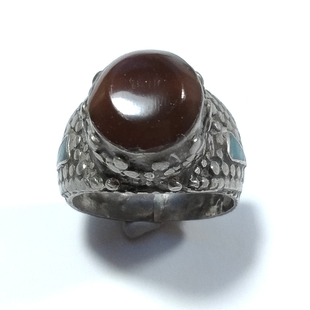 Anello con pietra in argento antico ANELLO ETNICO Corniola , Turchese | GIOIELLI IN ARGENTO