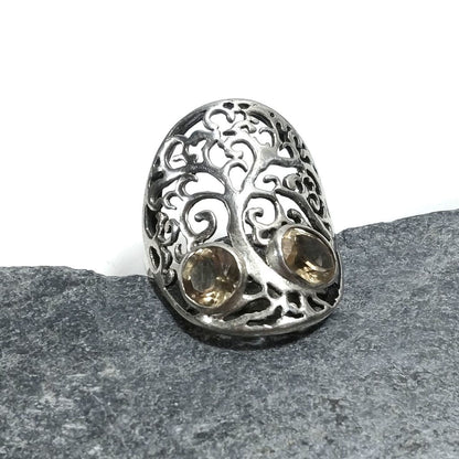 ANELLO Albero della VITA argento 925 con Pietra – quarzo citrino