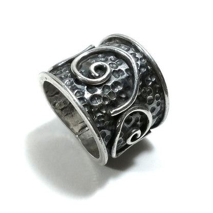 Anello in argento 925 a fascia alta con Spirale - MADRID