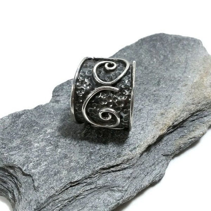 Anello in argento 925 a fascia alta con Spirale - MADRID