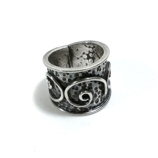 Anello in argento 925 a fascia alta con Spirale - MADRID