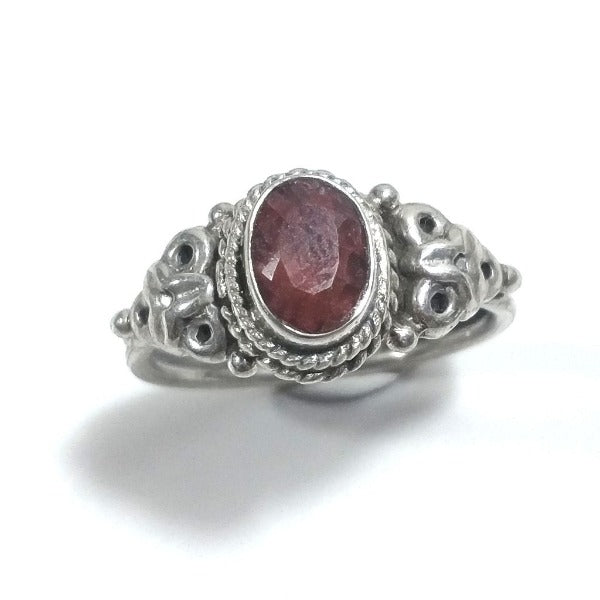 ANELLO artigianale in argento 925 con Labradotite , Granato , Ametista | GIOIELLI CON PIETRE