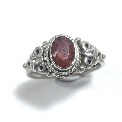 ANELLO artigianale in argento 925 con Labradotite , Granato , Ametista | GIOIELLI CON PIETRE