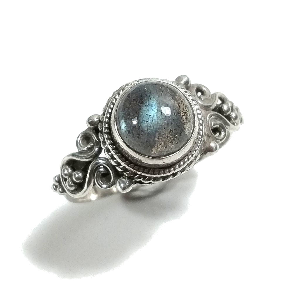 Anello con pietra in argento 925 con labradorite