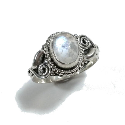 Anello ISHITA con pietra in argento 925 con Topazio mistico, Pietra di luna | GIOIELLI ETNICI