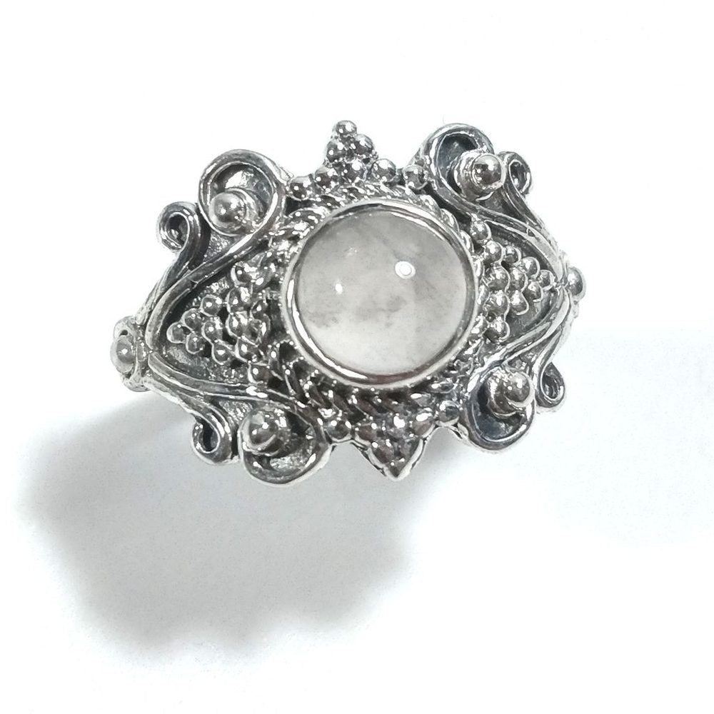 Anello con pietra in argento 925 con Granato, Pietra di luna | Gioielli in argento
