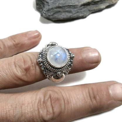 Anello con pietra in argento 925 con Pietra di Luna | GIOIELLI IN ARGENTO
