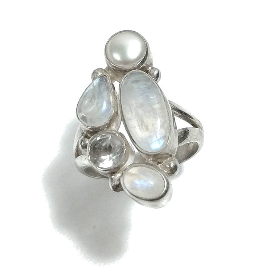 Anello con pietra in argento 925 con Pietra di Luna