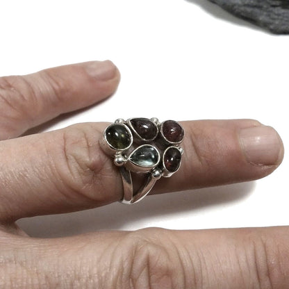 Anello con pietra in argento 925 con Tormalina rosa, Tormalina verde | GIOIELLI IN ARGENTO – immagine2