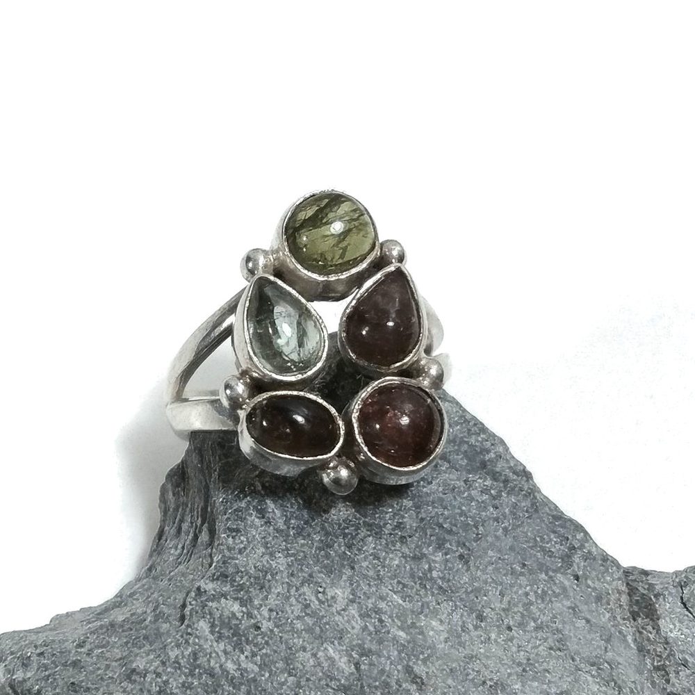 Anello con pietra in argento 925 con Tormalina rosa, Tormalina verde | GIOIELLI IN ARGENTO – immagine3