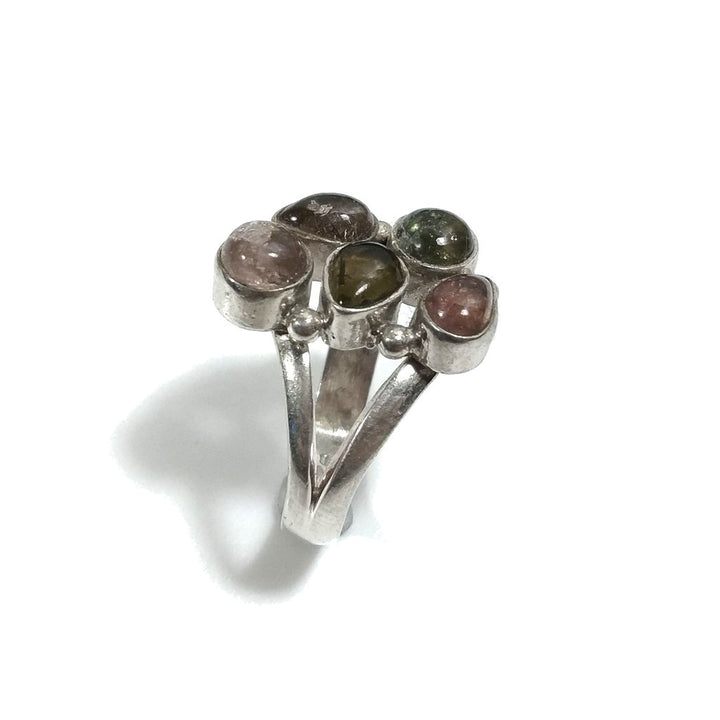 Anello con pietra in argento 925 con Tormalina rosa , Tormalina verde | GIOIELLI IN ARGENTO
