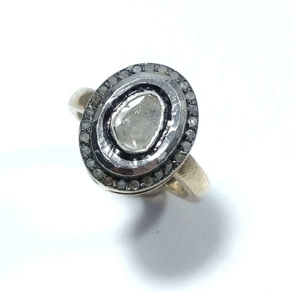 ANELLO ETNICO in argento 925 dorato ANELLO artigianale Diamante | GIOIELLI ETNICI