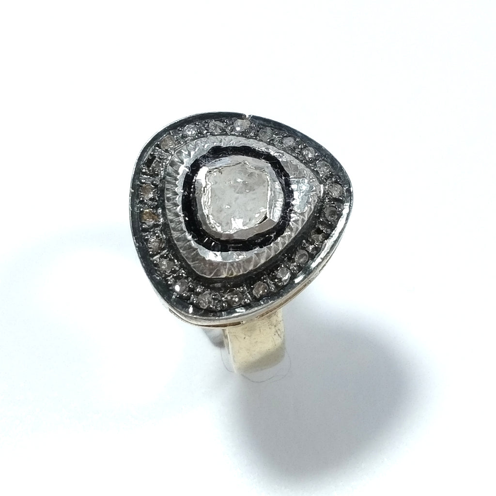 ANELLO ETNICO in argento 925 dorato ANELLO artigianale Diamante | GIOIELLI ETNICI