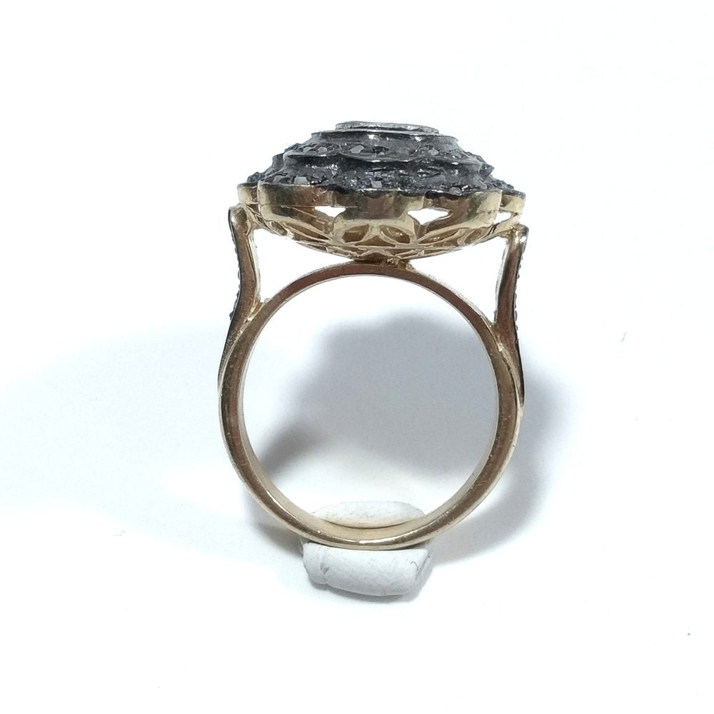 ANELLO ETNICO in argento 925 dorato artigianale Diamante Zaffiro