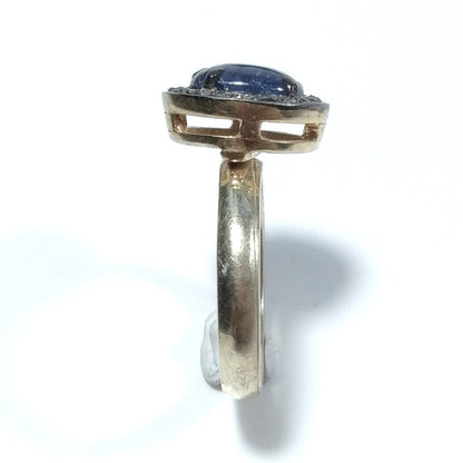 ANELLO ETNICO in argento 925 dorato artigianale Diamante Zaffiro