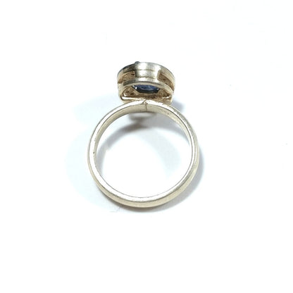 ANELLO ETNICO in argento 925 dorato artigianale Zaffiro