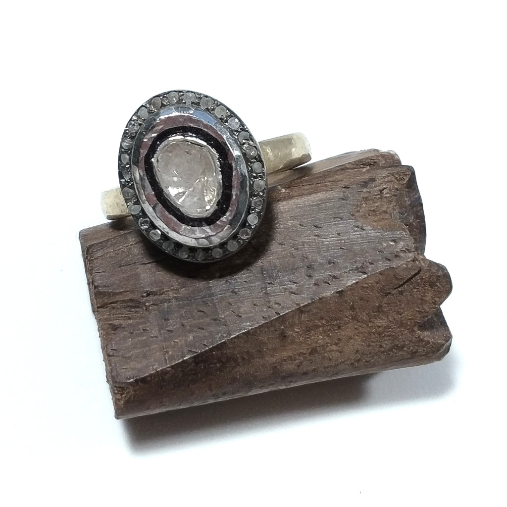 ANELLO ETNICO in argento 925 dorato ANELLO artigianale Diamante | GIOIELLI ETNICI
