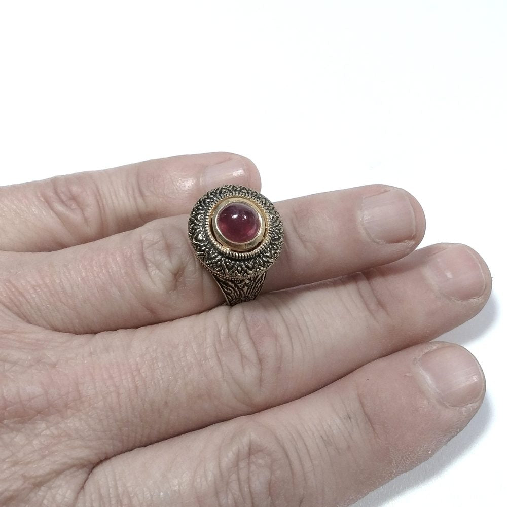 ANELLO ETNICO in argento 925 dorato ANELLO artigianale Granato | GIOIELLI ETNICI