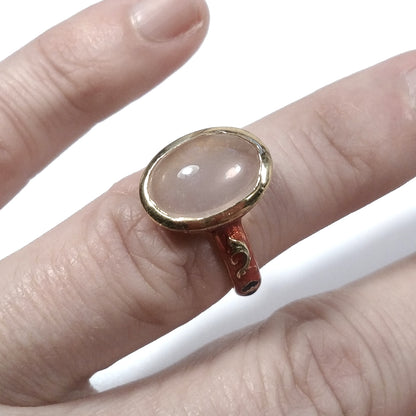 ANELLO ETNICO in argento 925 dorato ANELLO artigianale Quarzo rosa | GIOIELLI ETNICI