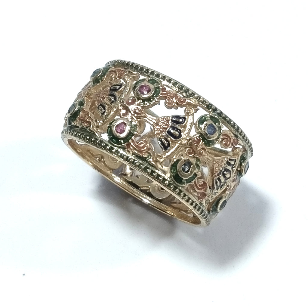 Copia del ANELLO ETNICO in argento 925 dorato ANELLO artigianale Tormalina rosa | GIOIELLI ETNICI