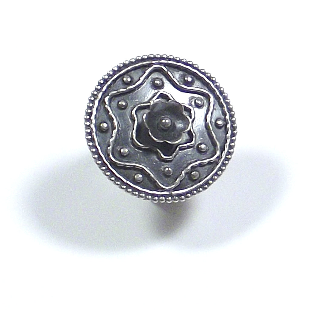 ETNICO | Anello in argento 925 grande - brunito - forma di fiore - GIOIELLI