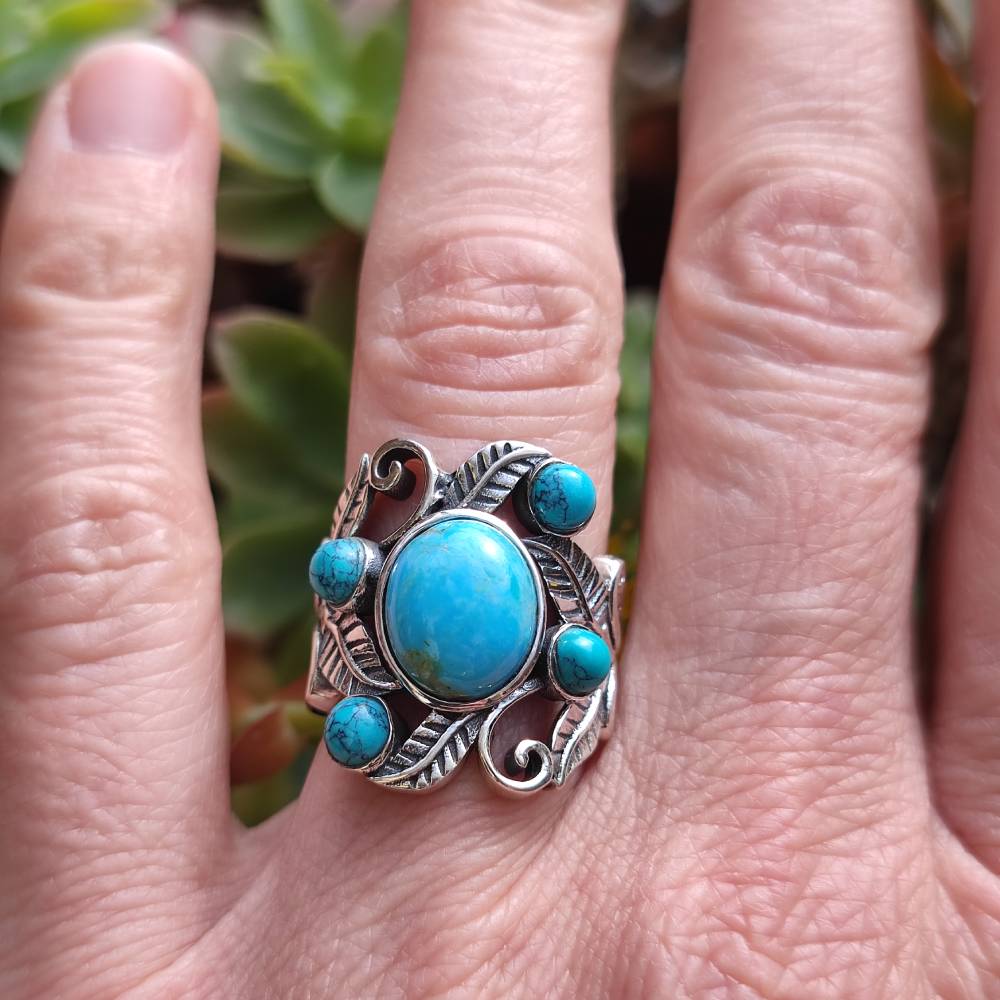 ANELLO HEMADRI in argento 925 con pietre turchese